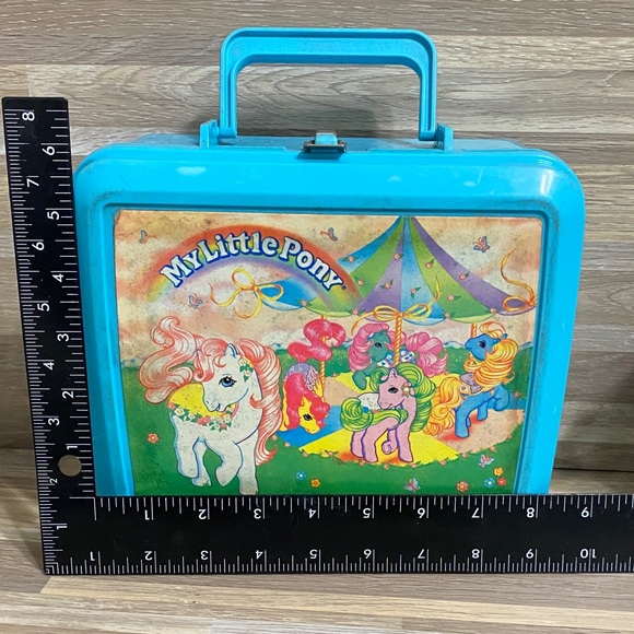 My Little Pony Blue vintage 80s blue Pink Lunchbox Set pastel colors - Picture 10 of 13